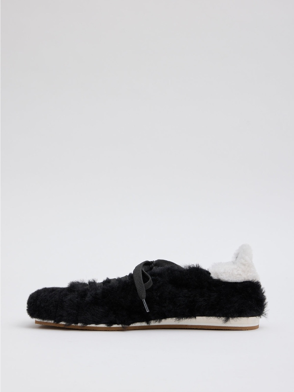 TIBI Teddy Shearling Seth Sneaker Black White Size 36 - Picture 4 of 14
